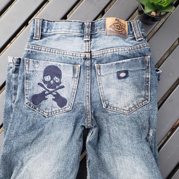 Dickies Other - 💲Dickies Distressed Jeans Skull/Guitars on Pocket